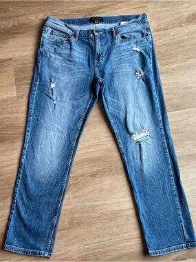 Banana Republic Girlfriend Jeans Size 30/10 Medium Wash Distressed Relaxed Fit